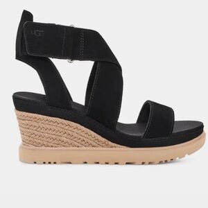 NWT UGG Ileana Ankle Wedge Sandal black size 7.5